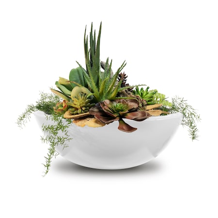 The Outdoor Plus 27 Round Sedona Planter Bowl - GFRC Concrete - White - OPT-27RP-LIM